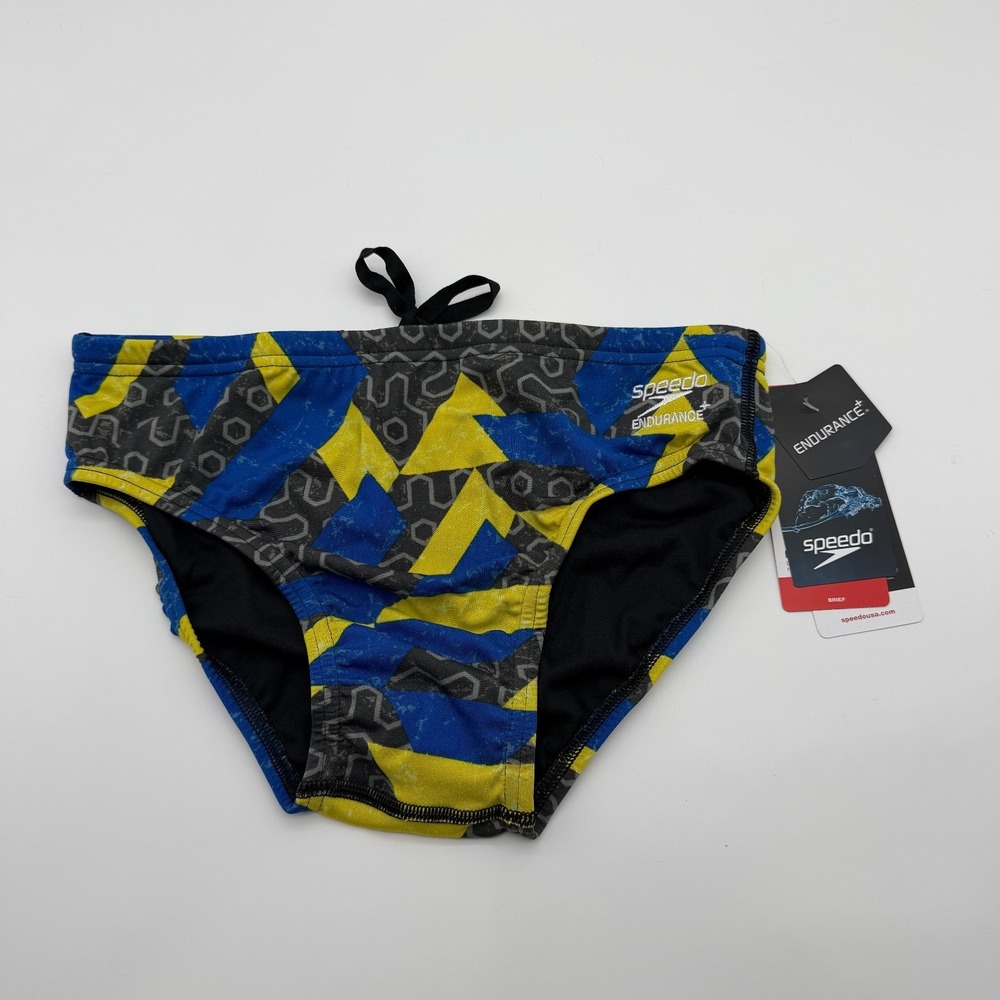 Speedo Ruse Blocks Briefs Mens 30 Endurance+ Competitive Swim Sapphire Gold 917 - Picture 1 of 11